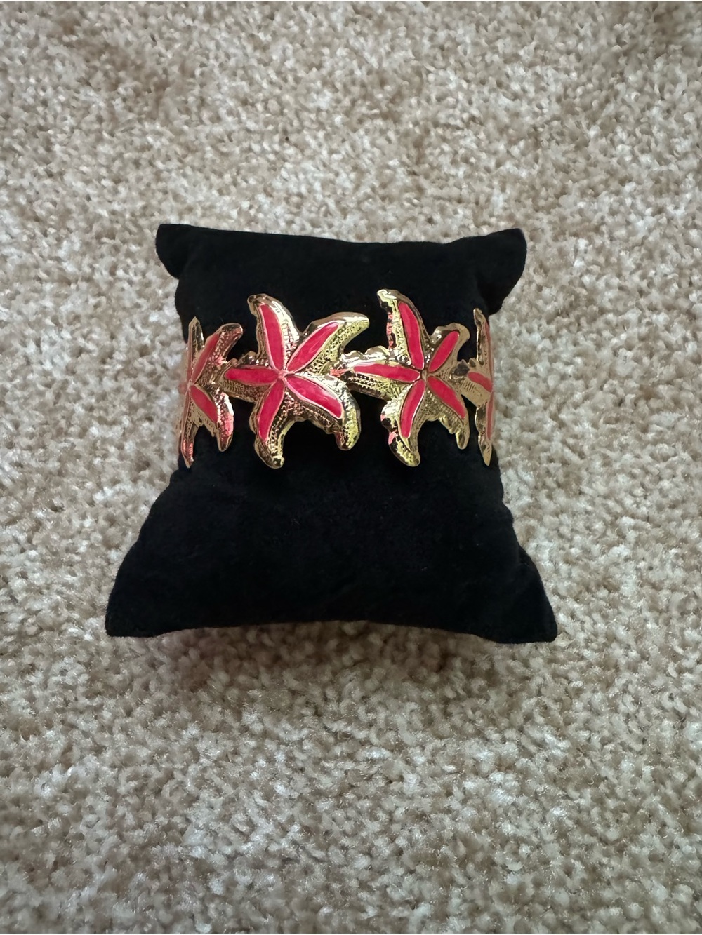 Fashion Jewelry Gold and Pink Starfish Link Bracelet